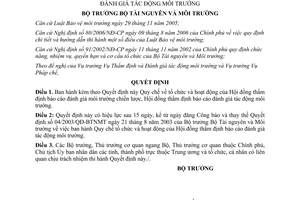 Quyết định 13/2006/QĐ-BTNMT Quy chế tổ chức hoạt động Hội đồng thẩm định báo cáo đánh giá tác động môi trường