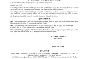 Quyết định 73/2006/QĐ-UBND nhiệm vụ quyền hạn cơ cấu Văn phòng Uỷ ban nhân dân Bình Thuận