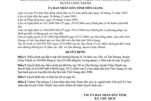 Quyết định 46/2006/QĐ-UBND điều chỉnh giá đất ở, đường Hương lộ 18 khu vực 1B,xã Tân Hương, huyện Châu Thành