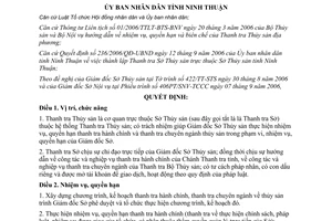 Quyết định 237/2006/QĐ-UBND chức năng cơ cấu Thanh tra Sở Thủy sản Ninh Thuận