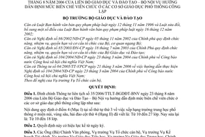 Quyết định 5048/QĐ-BGDĐT mức biên chế viên chức ở cơ sở giáo dục phổ thông công lập đính chính Thông tư liên tịch 35/2006/TTLT-BGDĐT-BNV