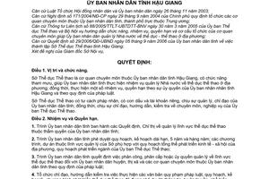Quyết định 35/2006/QĐ-UBND chức năng, nhiệm vụ, quyền hạn, cơ cấu tổ chức bộ máy Sở thể dục thể thao tỉnh Hậu Giang