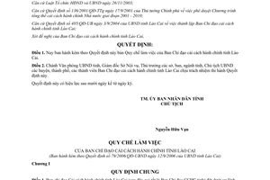 Quyết định 79/2006/QĐ-UBND Quy chế làm việc của Ban Chỉ đạo cải cách hành chính Lào Cai
