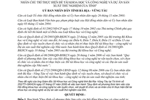 Quyết định 2722/2006/QĐ-UBND phương thức làm việc hội đồng khoa học công nghệ Bà Rịa