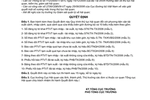 Quyết định 1635/QĐ-TCHQ  Quy trình thủ tục hải quan phương tiện vận tải xuất cảnh, nhập cảnh,quá cảnh qua cửa khẩu biên giới đường bộ