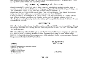 Quyết định 2030/QĐ-BKHCN mục tiêu, nội dung Chương trình KHCN trọng điểm cấp nhà nước 2006-2010 phát triển xã hội tiến trình đổi mới Việt Nam