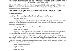Thông tư 12/2006/TT-BLĐTBXH hướng dẫn thực hiện điều chỉnh tiền lương phụ cấp lương doanh nghiệp theo 94/2006/NĐ-CP
