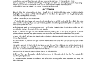 Quyết định 70/2006/QĐ-BNN đánh dấu gia súc vận chuyển trong nước, xuất nhập khẩu sửa đổi 49/2006/QĐ-BNN