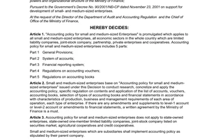 Decision No. 48/2006/QD-BTC accounting regime applicable to small and medium sized enterprises