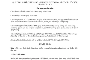 Quyết định số 70/2006/QĐ-UBND chức năng nhiệm vụ quyền hạn tổ chức Sở Du lịch Vĩnh Phúc