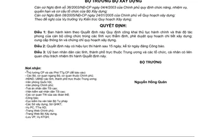 Quyết định 30/2006/QĐ-BXD công khai thủ tục hành chính thái độ tác phong CBCC thẩm định, phê duyệt quy hoạch chi tiết xây dựng;chứng chỉ quy hoạch XD