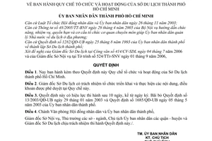 Quyết định 136/2006/QĐ-UBND Quy chế tổ chức hoạt động Sở Du lịch thành phố Hồ Chí Minh