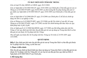Quyết định 42/2006/QĐ-UBND quy định tạm thời mức thu phí đấu giá tài sản