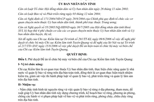 Quyết định 64/2006/QĐ-UBND tổ chức bộ máy Chi cục Kiểm lâm Tuyên Quang