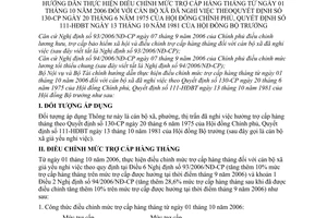 Thông tư liên tịch 01/2006/TTLT-BNV-BTC hướng dẫn điều chỉnh mức trợ cấp hàng tháng cán bộ xã đã nghỉ việc theo Quyết định 130-CP Quyết định 111-HĐBT