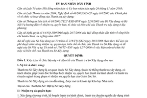 Quyết định 57/2006/QĐ-UBND kiện toàn tổ chức Thanh tra Sở Xây dựng Tuyên Quang