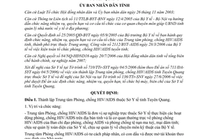 Quyết định 61/2006/QĐ-UBND thành lập trung tâm phòng chống HIV/AIDS Tuyên Quang