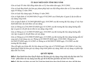 Quyết định 37/2006/QĐ-UBND bộ đơn giá xây dựng công trình Trà Vinh Phần khảo sát xây dựng