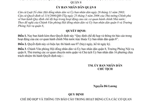 Quyết định 35/2006/QĐ-UBND chế độ họp thông tin báo cáo trong hoạt động cơ quan hành chính Nhà nuớc thuộc UBND  quận 8