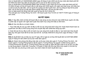 Quyết định 36/2006/QĐ-UBND điều chỉnh chỉ tiêu kế hoạch đầu tư xây dựng sửa chữa 2006