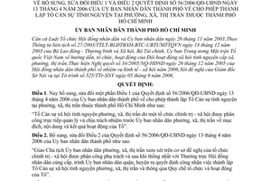 Quyết định 138/2006/QĐ-UBND thành lập Tổ Cán sự tình nguyện tại phường, xã, thị trấn thuộc thành phố Hồ Chí Minh sửa đổi 56/2006/QĐ-UBND