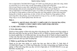Thông tư 73/2006/TT-BNN hướng dẫn nhiệm vụ, quyền hạn, tổ chức biên chế Thanh tra NN&PTNN địa phương tổ chức Thanh tra cơ quan đơn vị Bộ NN&PTNT