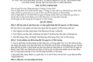 Quyết định 1238/2006/QĐ-TTg sắp xếp, đổi mới tổ chức hoạt động viện KHCN thuộc Bộ Tài nguyên  Môi trường