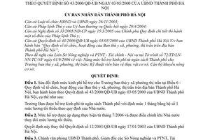 Quyết định 166/2006/QĐ-UBND  sửa đổi điều 6 - quy định về tổ chức, hoạt động của Ban Thú y xã, phường, thị trấn trên địa bàn  Hà Nội QĐ 43/2000/QĐ-UB