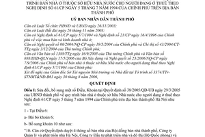 Quyết định 172/2006/QĐ-UBND sửa đổi điều, khoản của QĐ 38/2005/QĐ-UB quy trình bán nhà ở thuộc sở hữu nhà nước