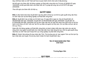 Quyết định 55/2006/QĐ-UBND thủ tục giải quyết cơ chế một cửa Sở Nông nghiệp Đồng Tháp