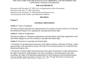 Decree No. 100/2006/ND-CP of September 21, 2006, detailing and guiding the implementation of a number of articles of the civil code and the intellectual property law regarding the copyright and related rights