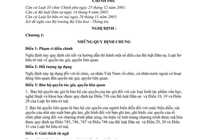 Nghị định 100/2006/NĐ-CP quyền tác giả liên quan hướng dẫn Bộ luật Dân sự, Luật Sở hữu trí tuệ