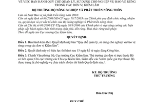 Quyết định 87/2006/QĐ-BNN Quy chế quản lý, sử dụng chó nghiệp vụ bảo vệ rừng đơn vị Kiểm lâm