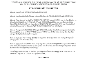 Quyết định 52/2006/QĐ-UBND mức thu phí vệ sinh Hà Tĩnh cải thiện môi trường đô thị miền Trung