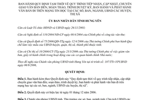 Quyết định 121/2006/QĐ-UBND quy trình tiếp nhận cập nhật chuyển giao văn bản đến Hưng Yên