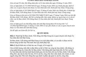 Quyết định 37/2006/QĐ-UBND thành lập Sở Bưu chính Viễn thông Hậu Giang