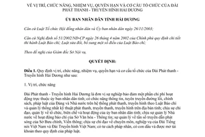 Quyết định 3281/QĐ-UBND 2006 vị trí chức năng nhiệm vụ quyền hạn tổ chức Đài Phát thanh Truyền hình Hải Dương