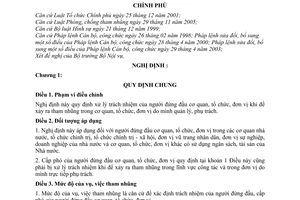 Nghị định 107/2006/NĐ-CP xử lý trách nhiệm người đứng đầu cơ quan tổ chức đơn vị khi để xảy ra tham nhũng trong tổ chức do mình quản lý phụ trách