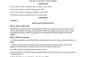 Nghị định 103/2006/NĐ-CP hướng dẫn Luật Sở hữu trí tuệ về sở hữu công nghiệp