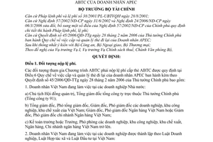 Quyết định 50/2006/QĐ-BTC mức thu, chế độ thu, nộp, quản lý,sử dụng lệ phí cấp thẻ doanh nhân Apec