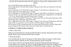 Thông tư 09/2006/TT-BTNMT chuyển hợp đồng thuê đất cấp giấy chứng nhận quyền sử dụng đất chuyển công ty nhà nước thành công ty cổ phần