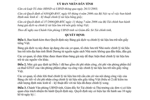 Quyết định 224/2006/QĐ-UBND Bảng giá dịch vụ chỉnh lý tài liệu lưu trữ nền giấy