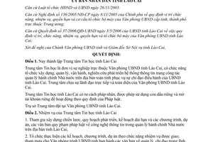 Quyết định 81/2006/QĐ-UBND thành lập Trung tâm Tin học Lào Cai