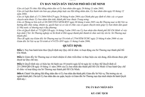 Quyết định 142/2006/QĐ-UBND Quy chế tổ chức hoạt động Sở Thương mại thành phố Hồ Chí Minh