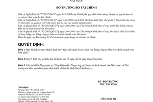 Quyết định 52/2006/QĐ-BTC Quy chế quản lý tài chính Tổng công ty Đầu tư và kinh doanh vốn Nhà nước