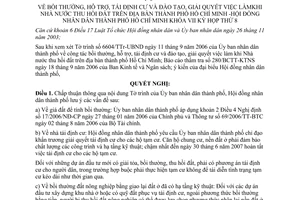 Nghị quyết 57/2006/NQ-HĐND bồi thường, hỗ trợ, tái định cư và đào tạo, giải quyết việc làm khi Nhà nước thu hồi đất trên địa bàn thành phố Hồ Chí Minh