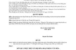 Quyết định 77/2006/QĐ-UBND đề án phát triển xã hội hóa hoạt động văn hóa trên địa bàn tỉnh Bình Thuận đến 2010
