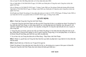 Quyết định 3486/QĐ-UBND 2006 thành lập Trung tâm Công báo Ninh Thuận