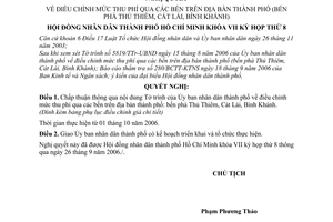Nghị quyết 56/2006/NQ-HĐND điều chỉnh mức thu phí qua các bến trên địa bàn thành phố (bến phà Thủ Thiêm, Cát Lái, Bình Khánh)