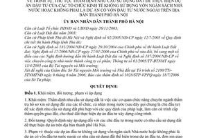 Quyết định 179/2006/QĐ-UBND trình tự, thủ tục thẩm định nhu cầu sử dụng đất dự án đầu tư  tổ chức kinh tế không sử dụng vốn NSNN,đầu tư nước ngoài